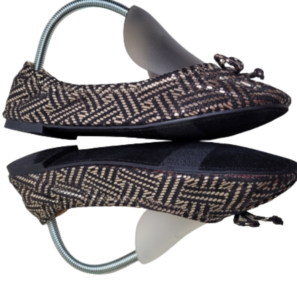 Cato Black and Metallic Gold Ballet Flats Size Women's 8 NEW